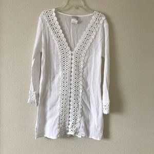 White Venus cover-up embroidered S 100% cotton